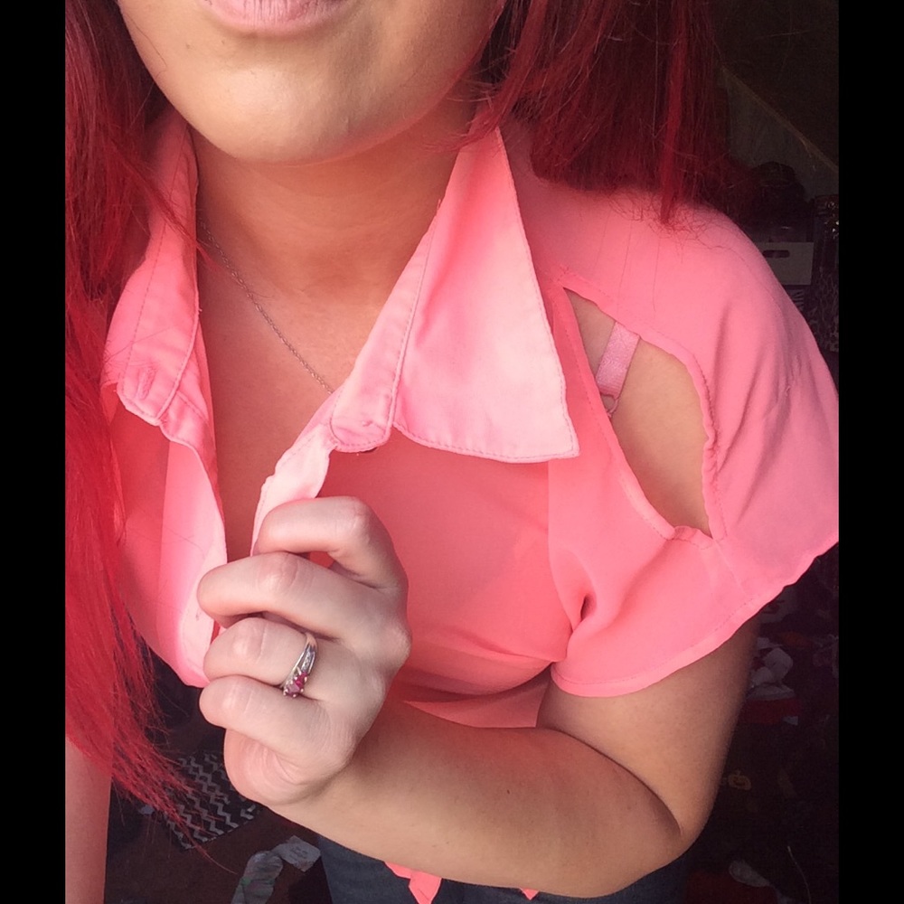 Pink button down shirt