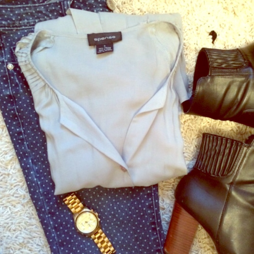 Spends button down tunic blouse