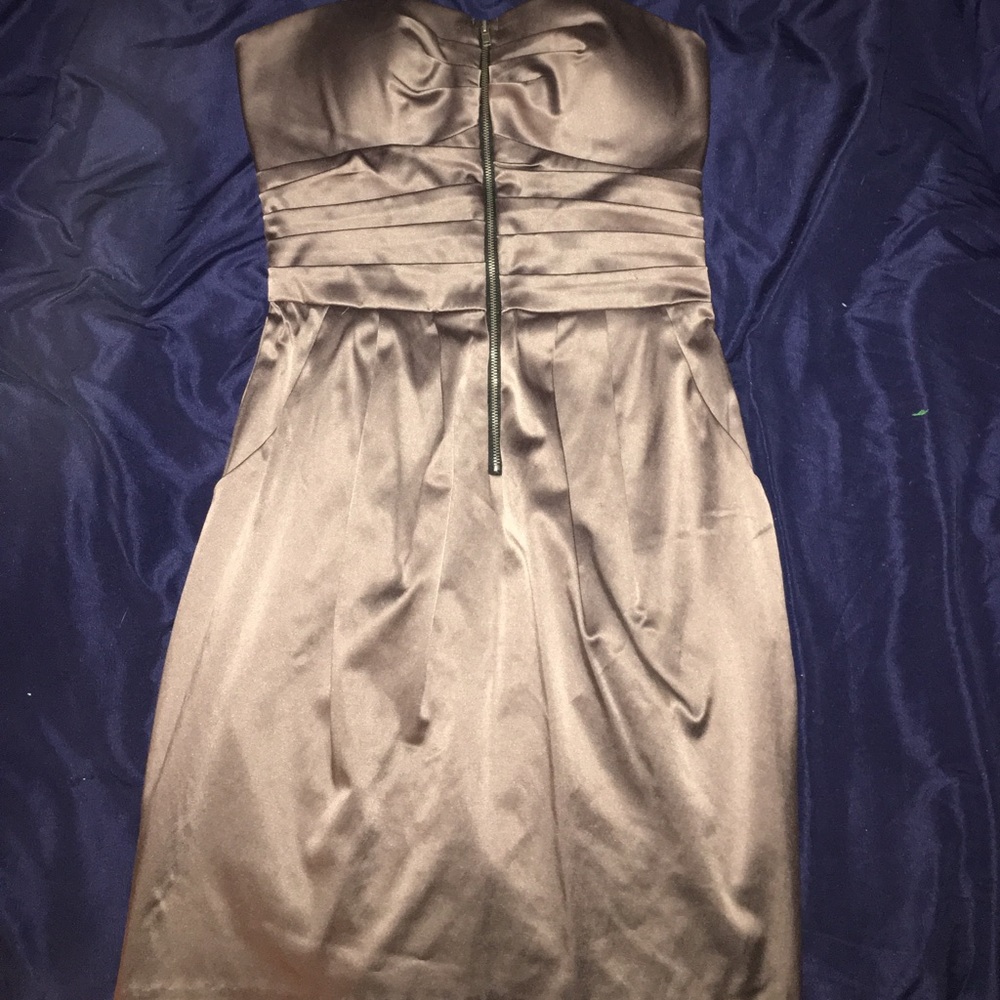 Strapless brown party dress