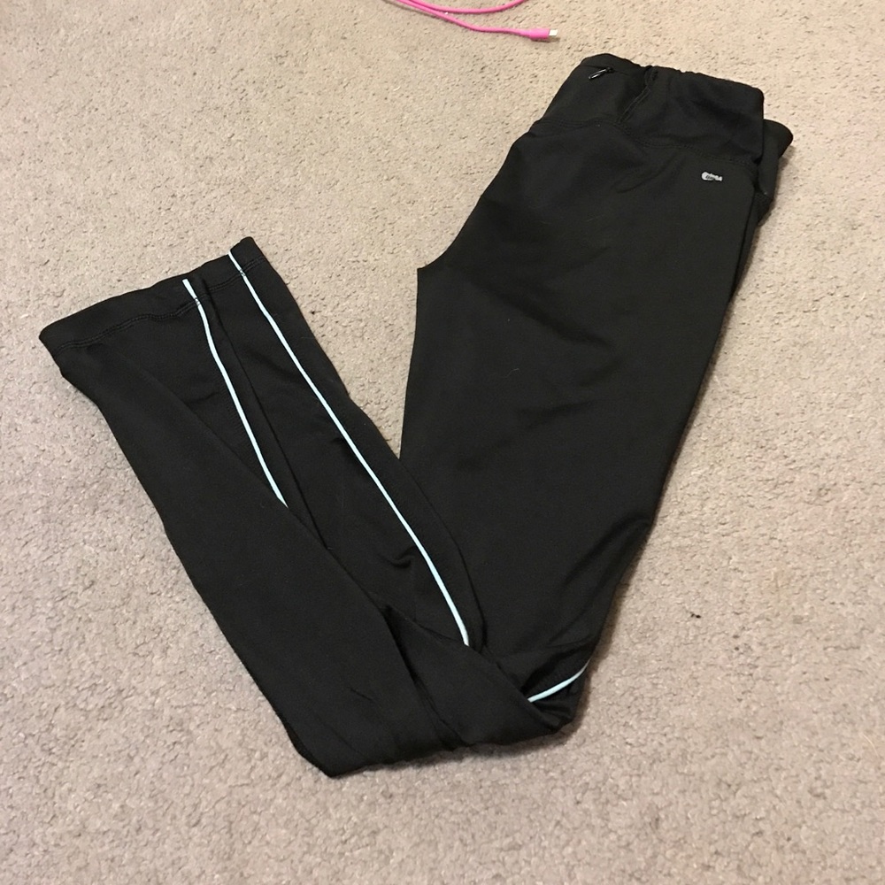 Black legging with teal stripe