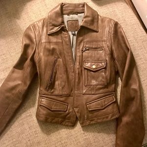 Banana Republic XSP brown leather flight jacket