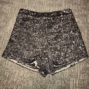 Silver sparkly shorts