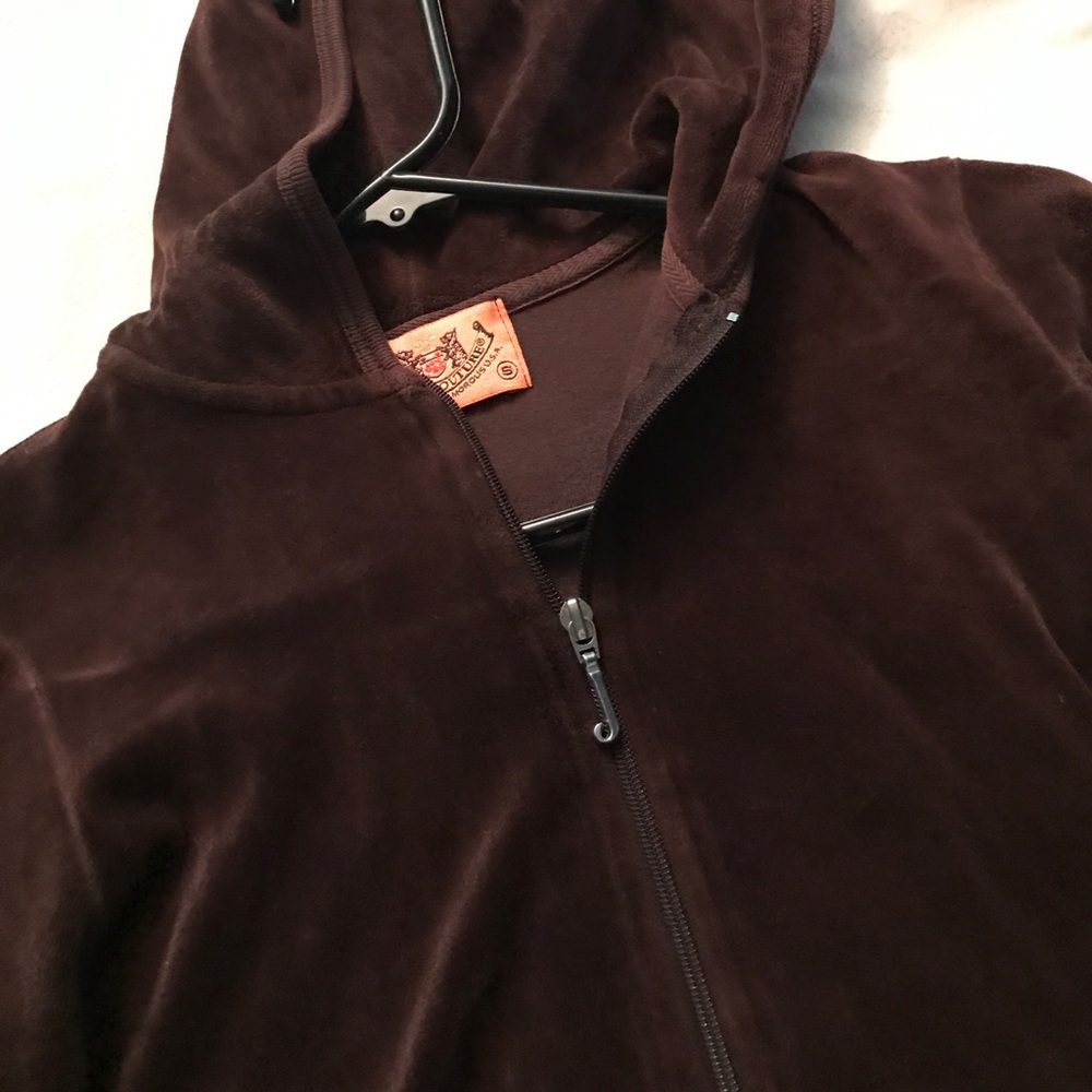 Brown velvet juicy couture zip up hoodie