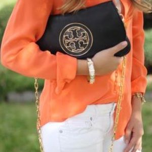 TORY BURCH reva brown crocodile crossbody