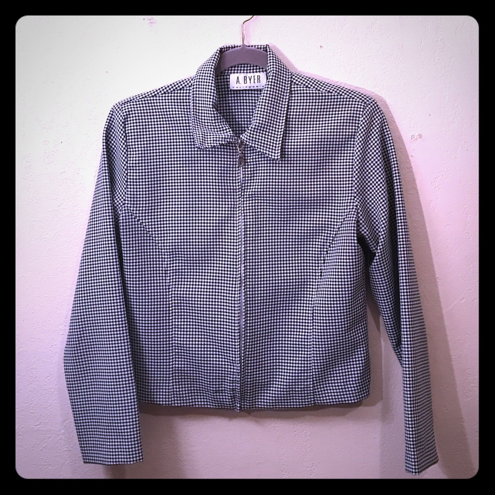 Black and white blazer.