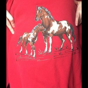 Hand painted red horse sweater