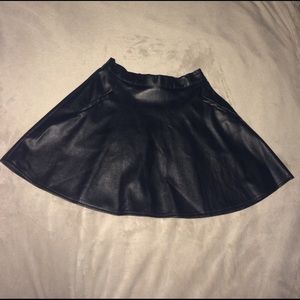 Black leather mini skirt