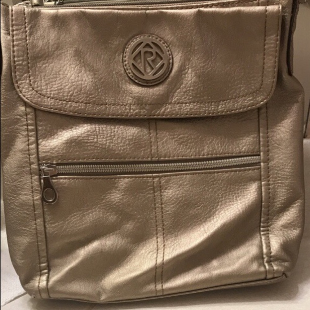 Silver leather shoulder bag