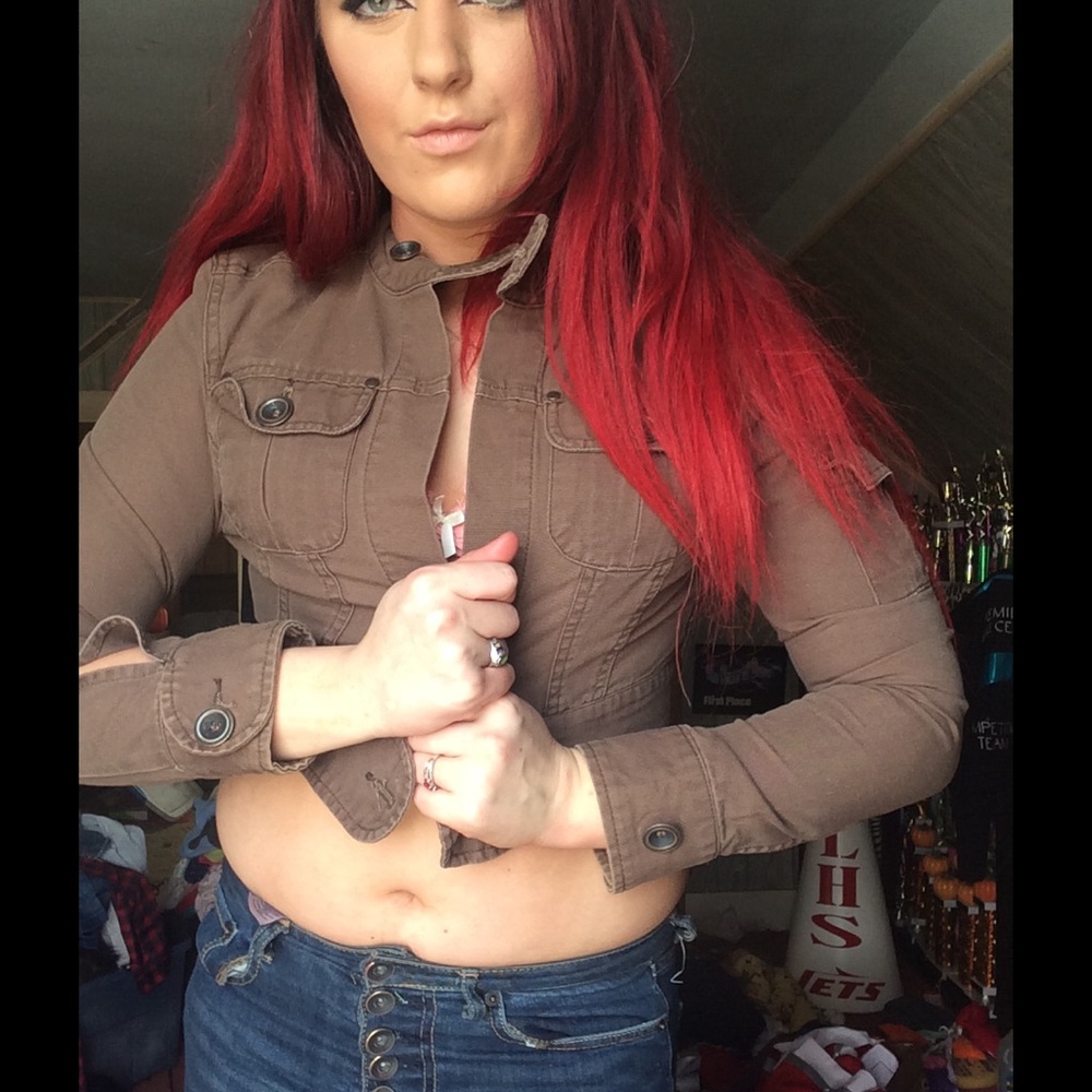 Brown denim crop jacket