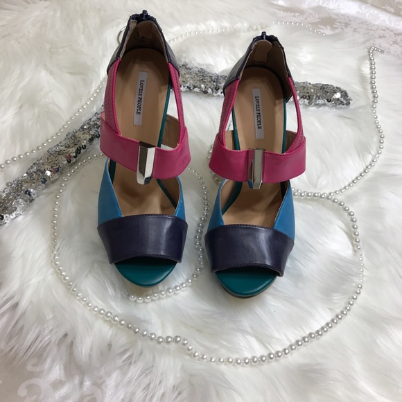 Anthropologie Color block, retro chunky  heel - Picture 2 of 8