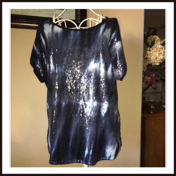 Dress Barn Tops - NWOTS Navy & White Sequin Tee