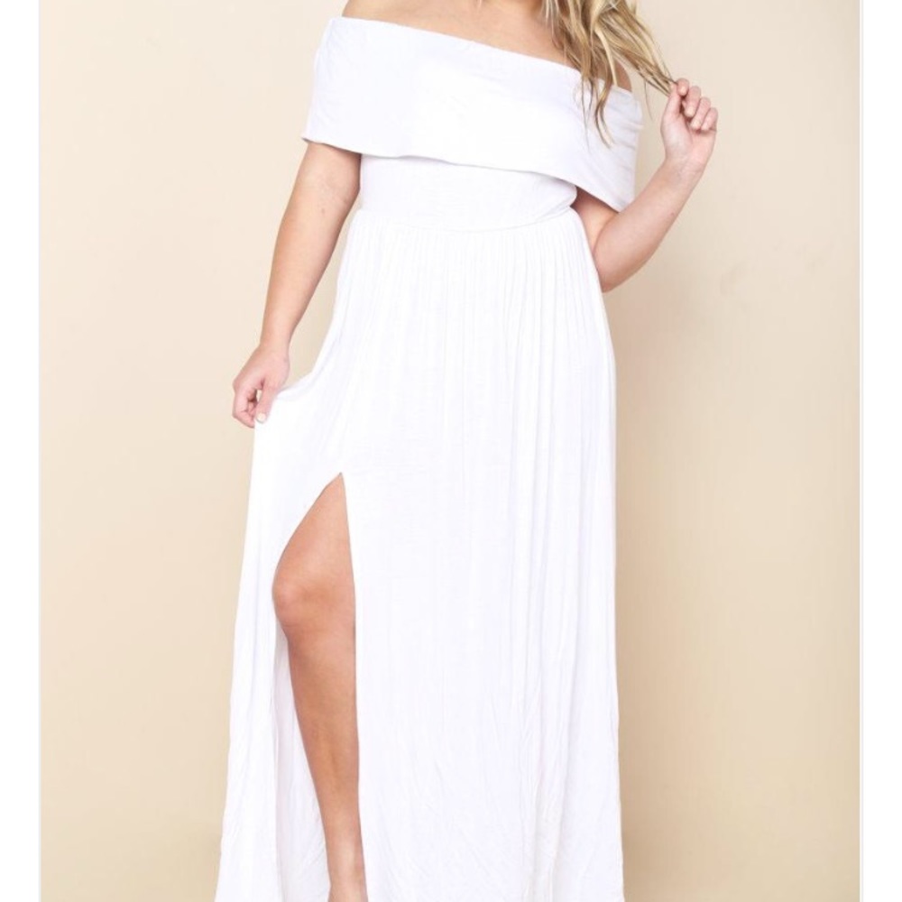 White cold shoulder dress