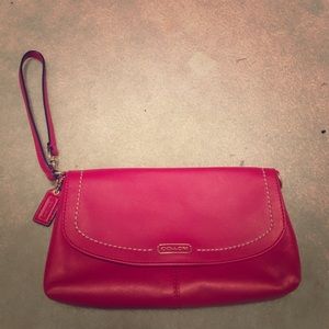 Red leather coach wristlet