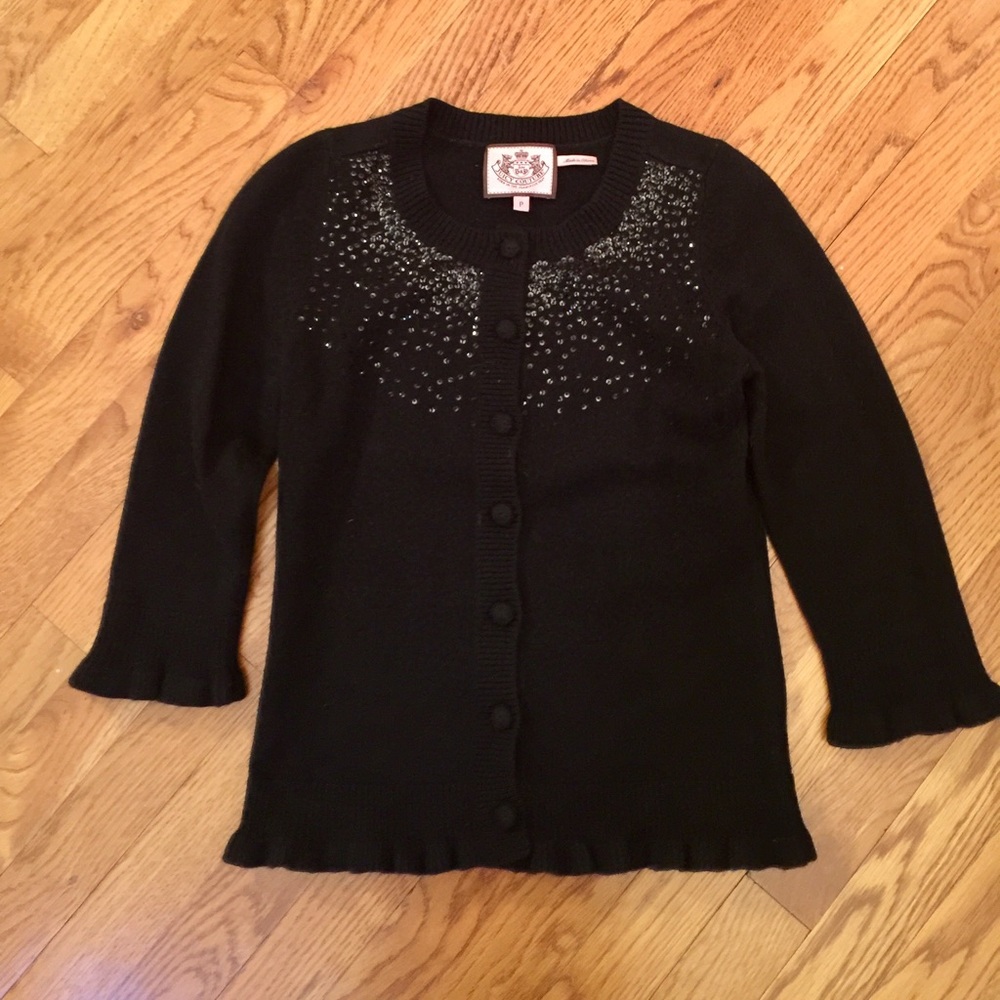 JUICY COUTURE Black Sparkle Cardigan Sweater