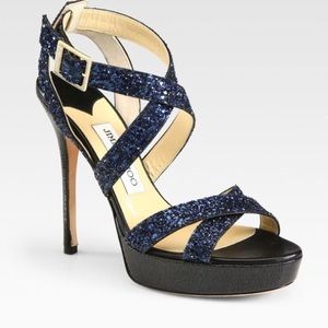BRAND NEW! Jimmy Choo "Vamp" Navy Glitter heels