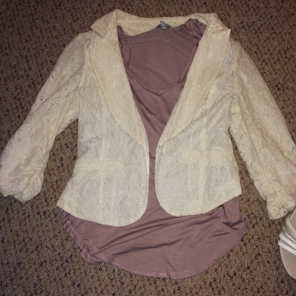 Cream Lace Blazer