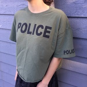 POLICE Army Green Crop Top
