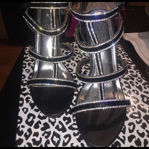 Anne Michelle Black and Rhinestone High Heels