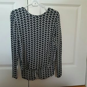 Black and white cats blouse with button up back