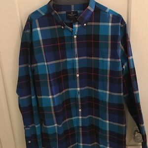 Large blue stripped Button up NEVER WORN