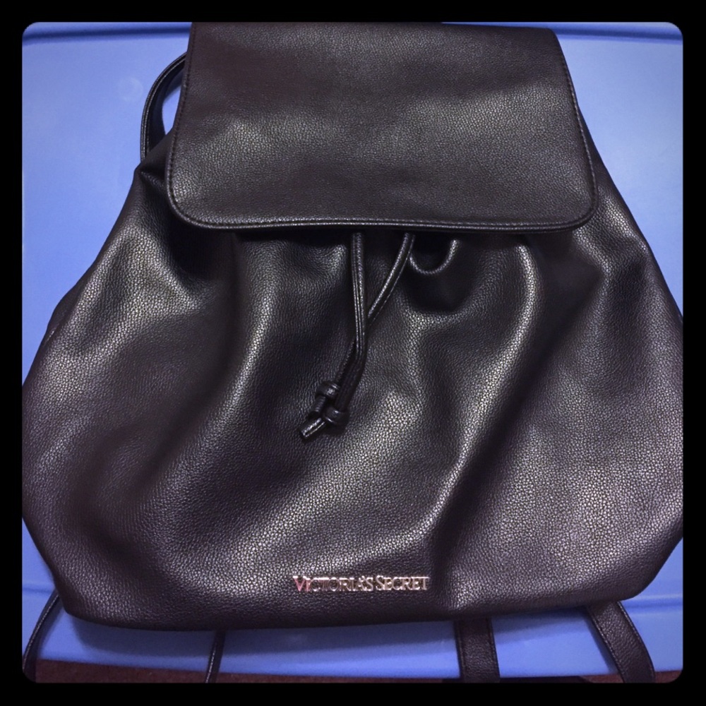 NWT Victoria's Secret Black Leather book bag purse
