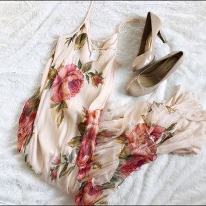 Long silky floral dress