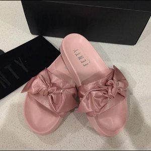 Rose Pink Fenty Bow Slides