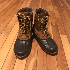 Lands' end brown & tan duck boots