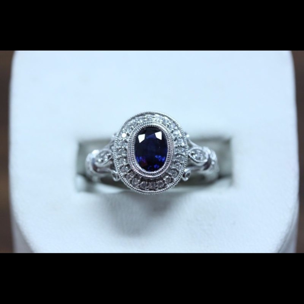 14K White Gold Sapphire & Gold Ring