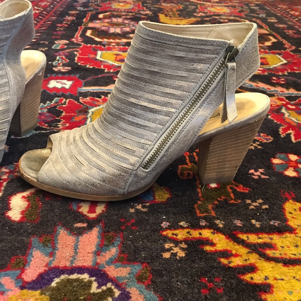 Paul green metallic peep toe booties