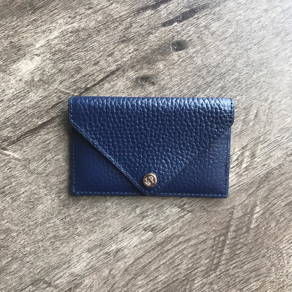 ⬇️DAGNE DOVER Blue Pebbled Leather Card Case!
