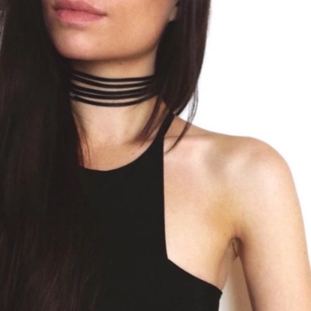 SET OF 2 CHOKER S TRENDY BOHO SUEDE LEATHER NEW - Picture 2 of 4