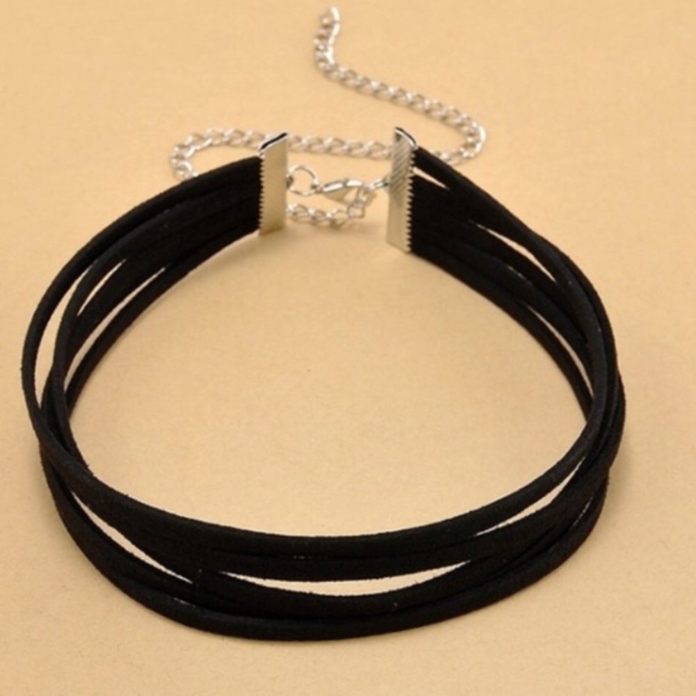 SET OF 2 CHOKER S TRENDY BOHO SUEDE LEATHER NEW - Picture 3 of 4