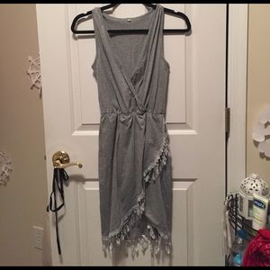 Grey leaf tassel dress