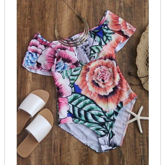 🌺•Floral Off The Shoulder One Piece•🌺 - Picture 3 of 5