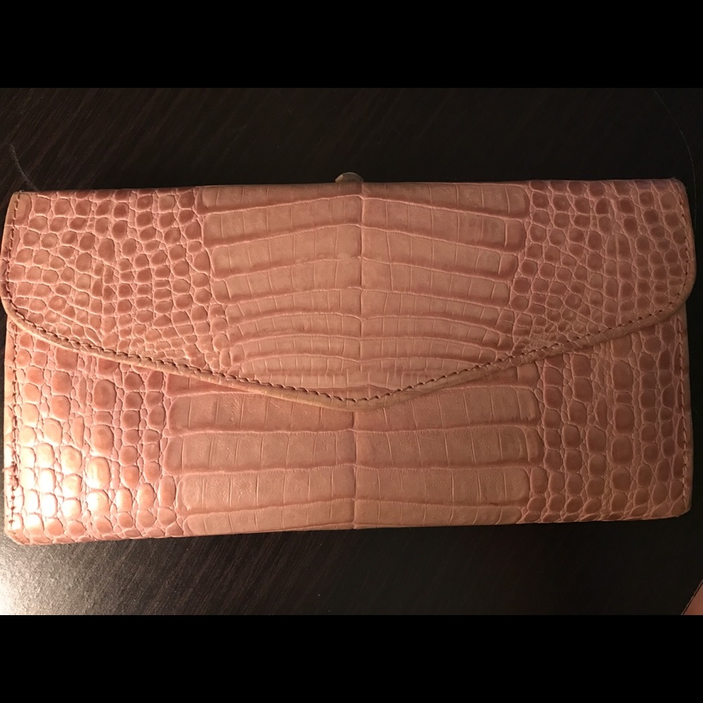 Pink leather snakeskin wallet