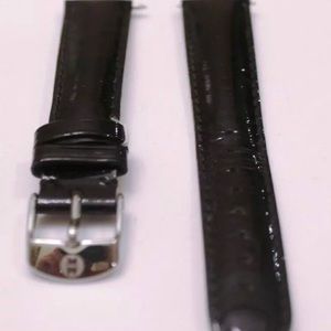 Black patent leather 18mm Michele watch strap