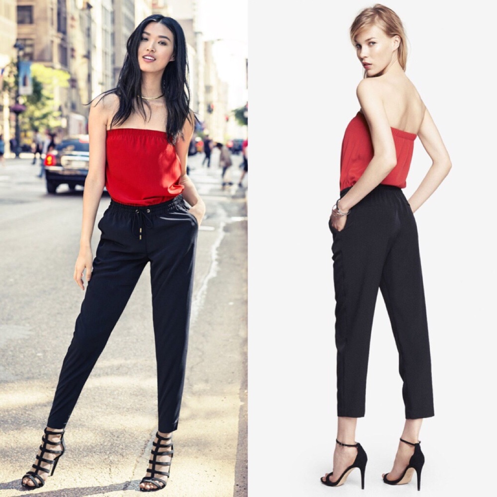 Express strapless red top jumpsuit