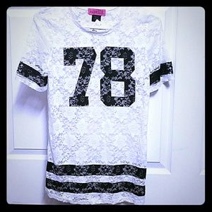 white lace top shirt