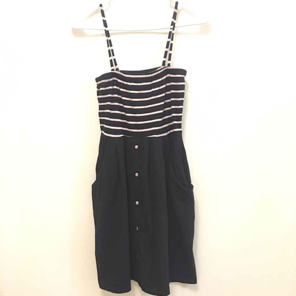 Black casual striped dress