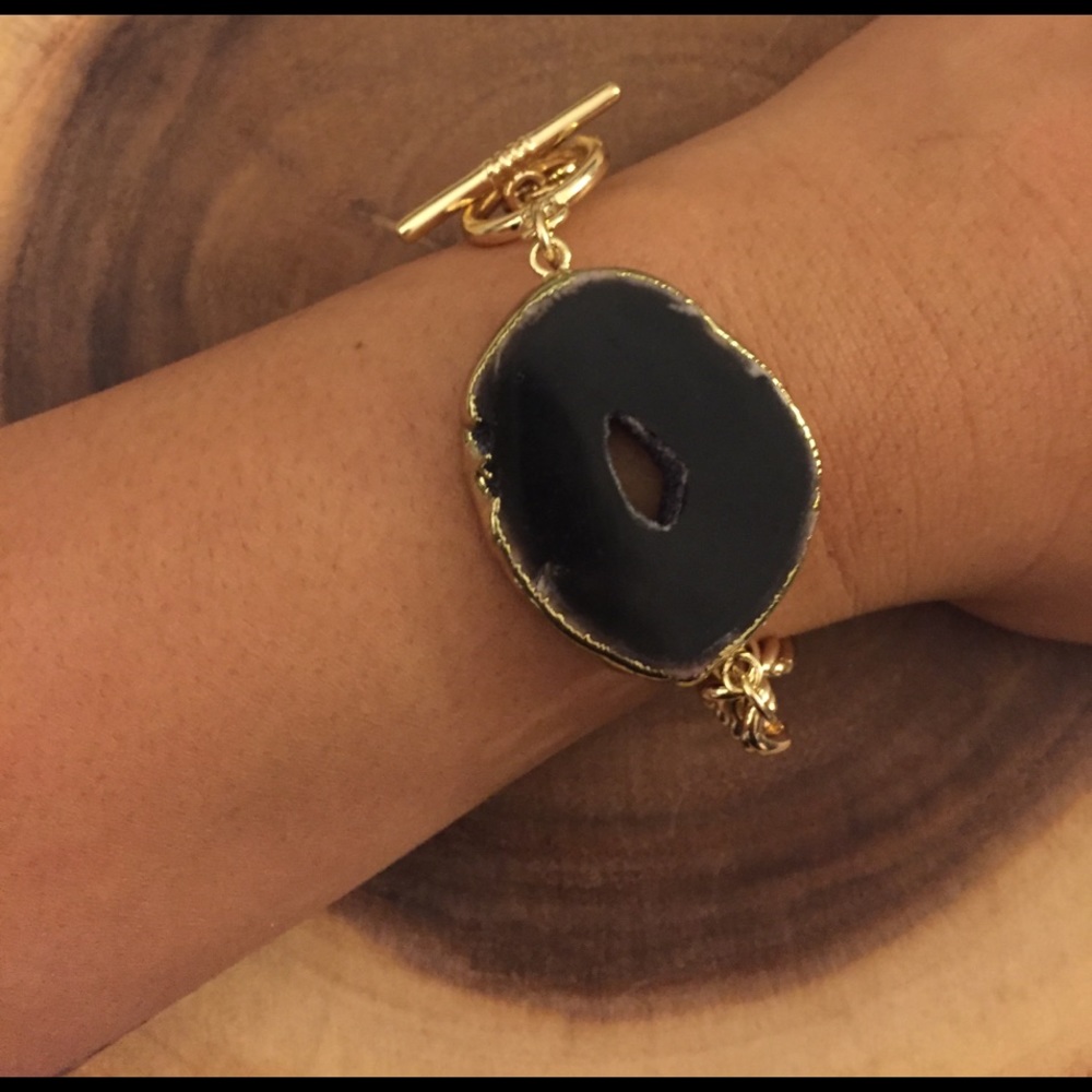 Gold Black Stone Bracelet