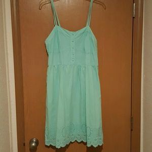 Super cute, sweet green eyelet dress