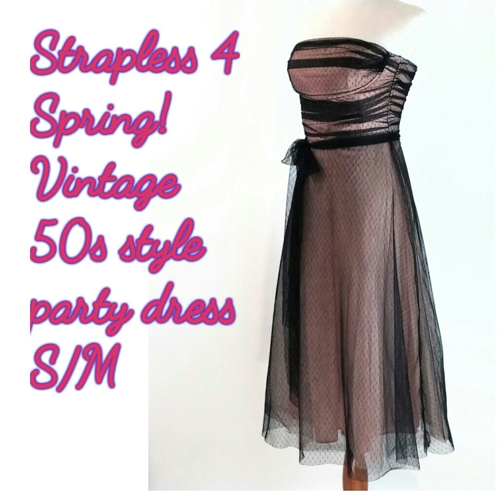 PROM! Vintage 50s style dress Strapless Pink party