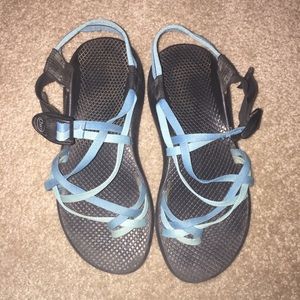 Blue on blue double strap Chacos