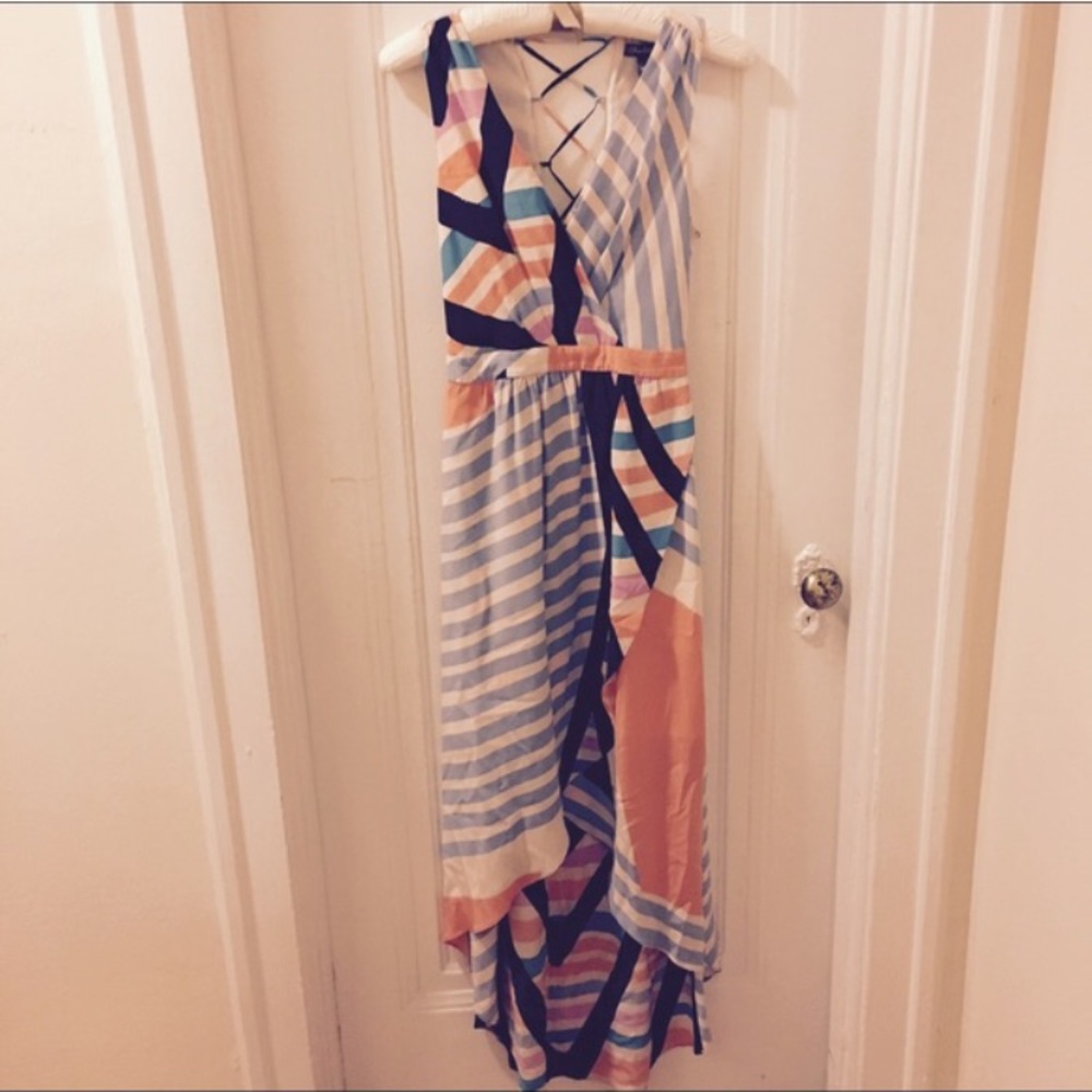Hi-lo silk patterned dress