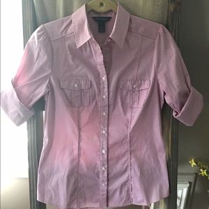 White House Black Market Camp Shirt Pinstripe