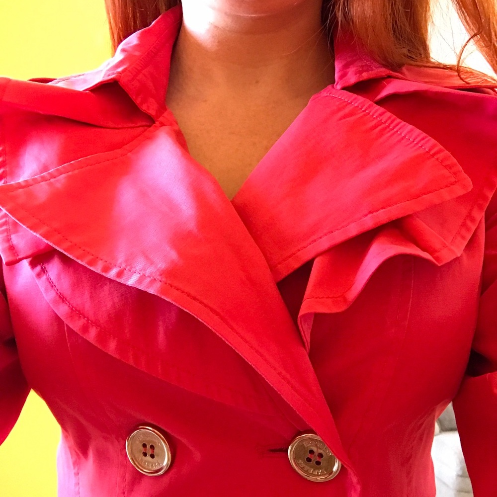 Double Breasted Coral Trench Coat