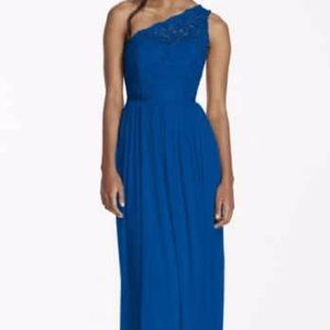 Long one shoulder lace bridesmaid dress