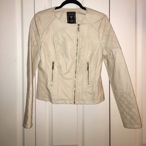 Faux Beige Leather Jacket from Guess