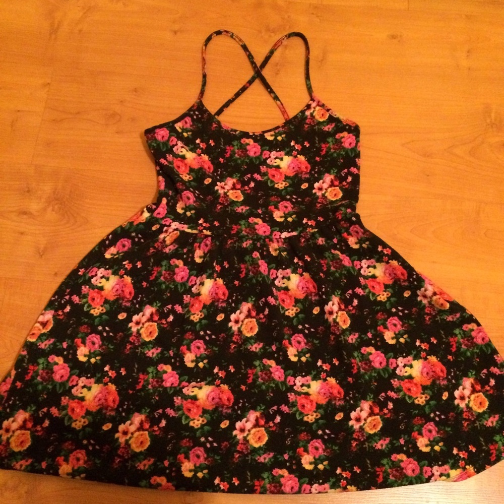 Cross-back floral dress